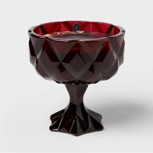 THRESHOLD NWT faceted coup glass candle -red -7oz